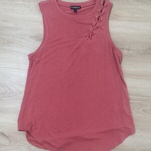 Express Women's Rose Tank Top with Lace-Up Detail